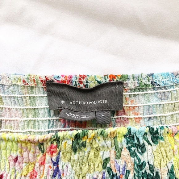 ANTHROPOLOGIE | ROUEN SMOCKED MULTI COLOR FLORAL LONG SLEEVE BLOUSE SIZE LARGE - Picture 6 of 10
